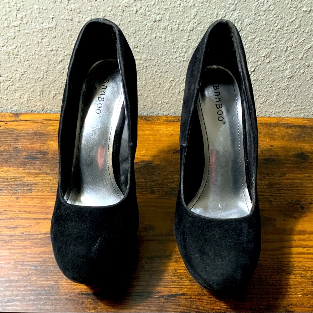 Black velvet high heels size 9
